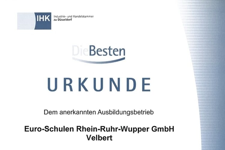 Erneut ausgezeichnet: IHK ehrt Euro-Schulen Erneut ausgezeichnet: IHK ehrt Euro-Schulen