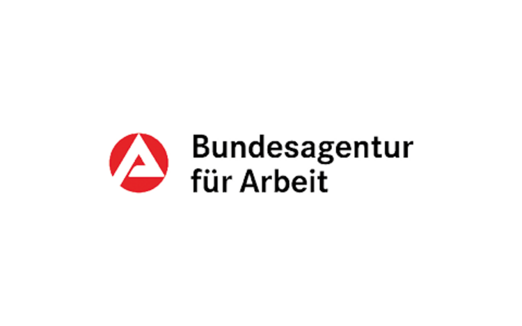 Logo der Bundesagentur für Arbeit: rotes kreisförmiges Symbol mit weißem stilisiertem Buchstaben A, daneben der schwarze Schriftzug ‚Bundesagentur für Arbeit‘ – offizielles Signet der deutschen Arbeitsverwaltung.
