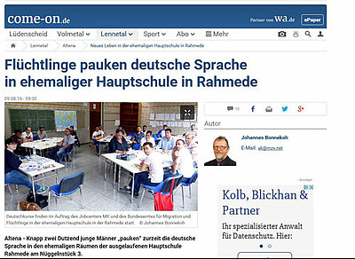 Presse berichtet über Deutschkursstart für Flüchtlinge in Altena -1