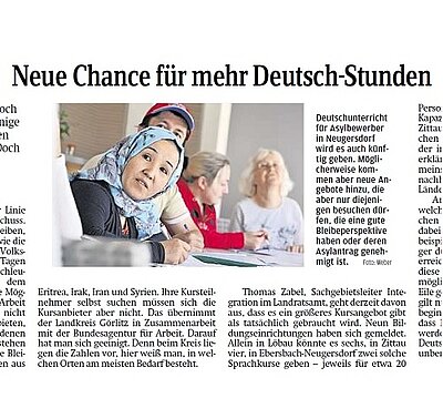 Zittauer Zeitung berichtet über Deutschkurse für Flüchtlinge-1