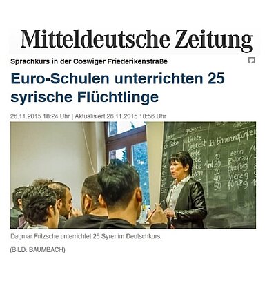Euro-Schulen Dessau unterrichten 25 syrische Flüchtlinge Euro-Schulen Dessau unterrichten 25 syrische Flüchtlinge