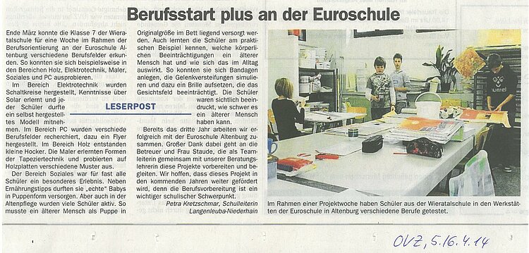 Projekt zur Berufsorientierung: "Berufsstart plus" Projekt zur Berufsorientierung: "Berufsstart plus"