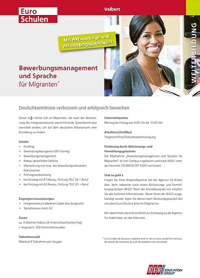 Neues Angebot für Migranten: BEWERBUNGSMANAGEMENT UND SPRACHE
