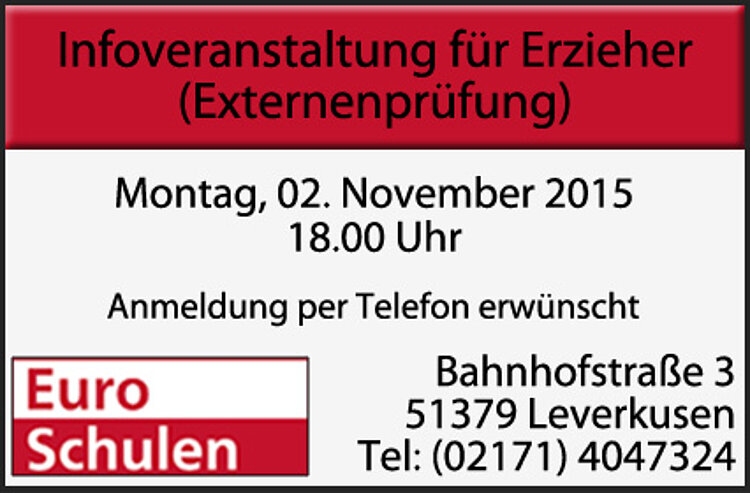 Infoveranstaltung für angehende Erzieher Infoveranstaltung für angehende Erzieher
