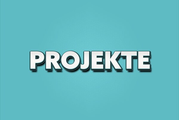 Eine Illustration mit dem zentriert platzierten weißen Wort Projekte auf hellgrünem Hintergrund.