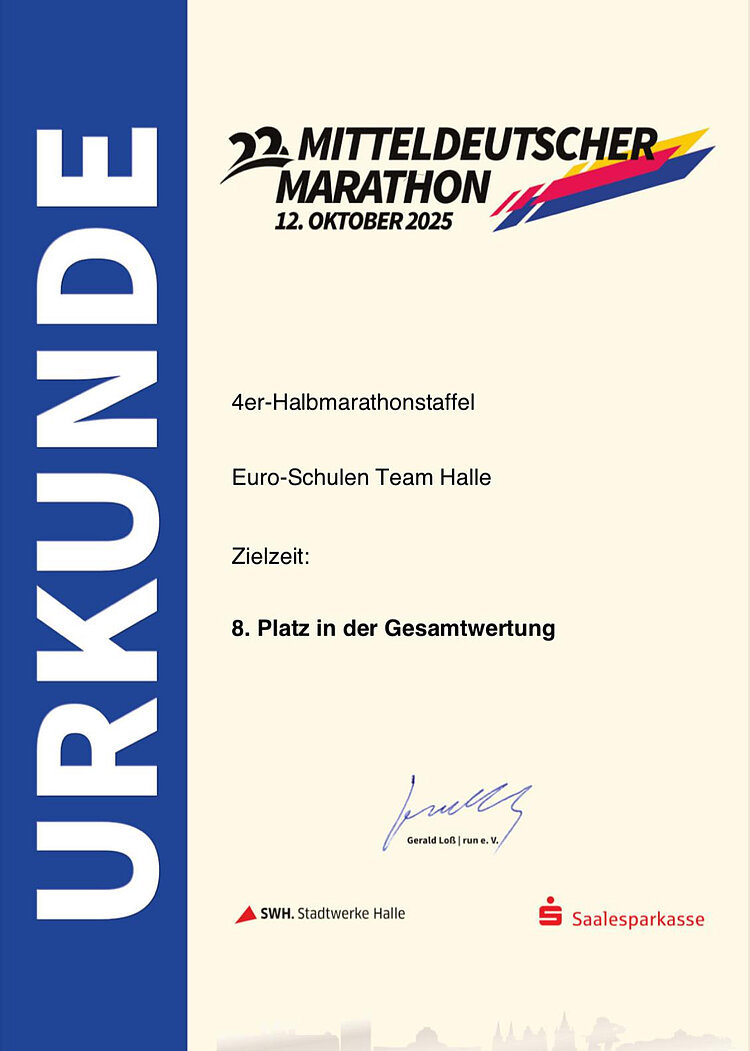 Heimspiel mit Teamgeist: Euro-Schulen Halle beim 22. Mitteldeutschen Marathon