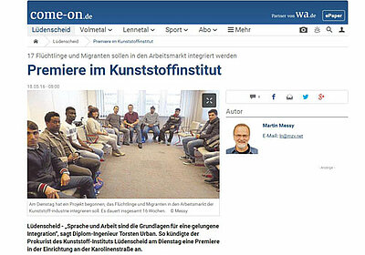 Flüchtlinge beginnen Ausbildung am Kunsstoffinstitut Lüdenscheid Flüchtlinge beginnen Ausbildung am Kunsstoffinstitut Lüdenscheid