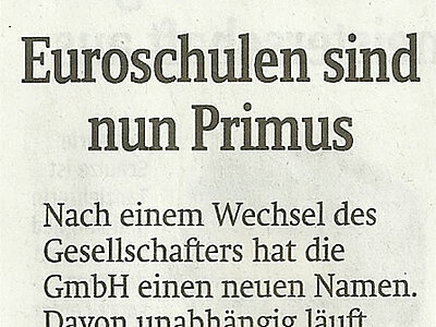 Euro-Schulen sind nun Primus Euro-Schulen sind nun Primus