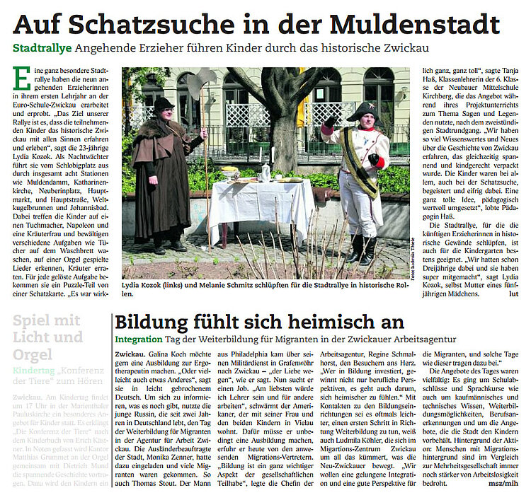 Euro-Schulen Zwickau und Bildungsthemen in der Presse Euro-Schulen Zwickau und Bildungsthemen in der Presse