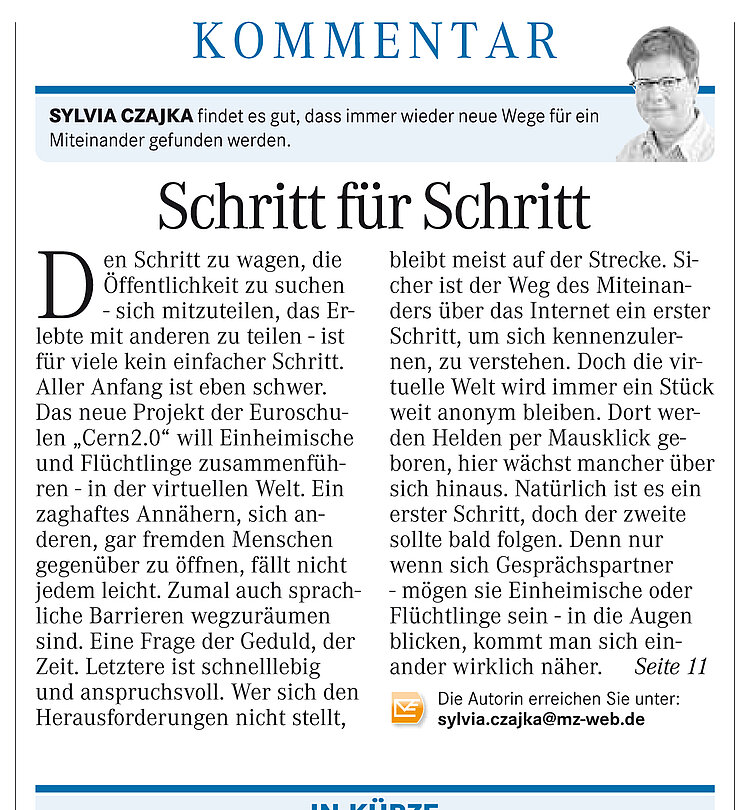 Projekt "Cern 2.0" in der regionalen Presse Projekt "Cern 2.0" in der regionalen Presse