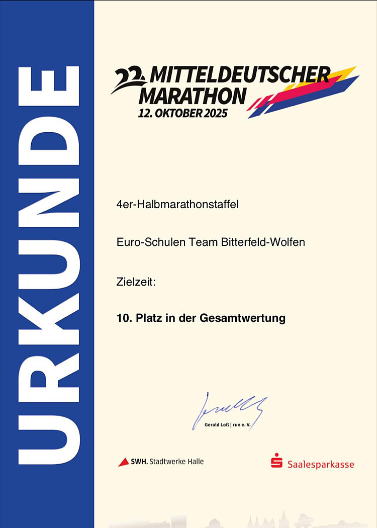 Heimspiel mit Teamgeist: Euro-Schulen Halle beim 22. Mitteldeutschen Marathon