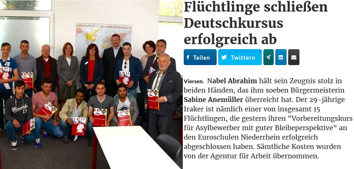 Rheinische Post Online berichtet über Deutschkurse für Flüchtlinge-1